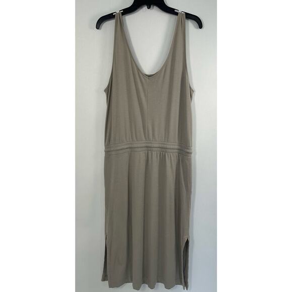 Haven Well Within Size Large Midi Dress 100% Cotton Tie Waist Lagenlook Neutral - Picture 4 of 10